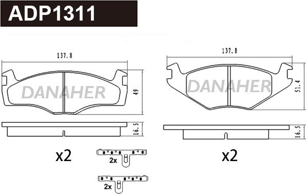 Danaher ADP1311 - Brake Pad Set, disc brake car-mod.net