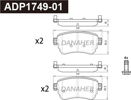 Danaher ADP1749-01 - Brake Pad Set, disc brake car-mod.net