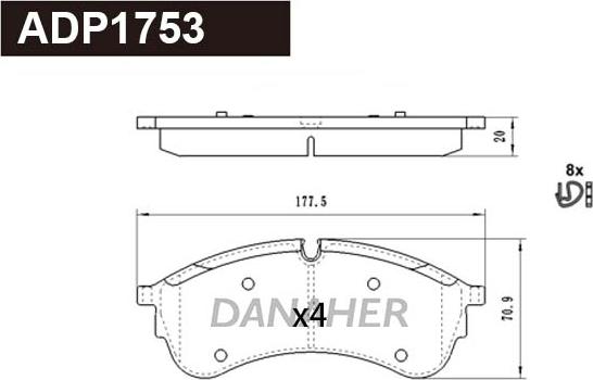 Danaher ADP1753 - Brake Pad Set, disc brake car-mod.net