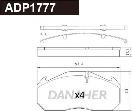 Danaher ADP1777 - Brake Pad Set, disc brake car-mod.net