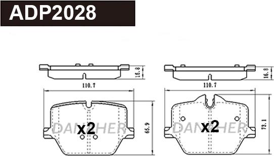 Danaher ADP2028 - Brake Pad Set, disc brake car-mod.net