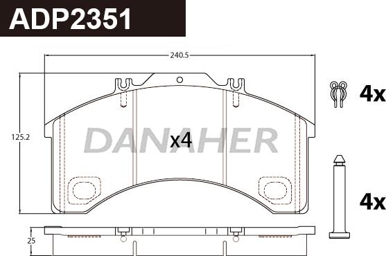 Danaher ADP2351 - Brake Pad Set, disc brake car-mod.net