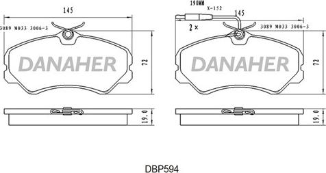 Danaher DBP594 - Brake Pad Set, disc brake car-mod.net