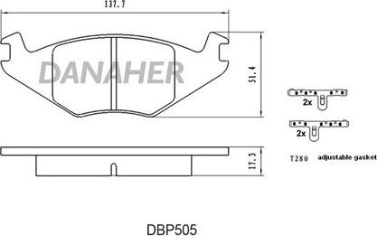 Danaher DBP505 - Brake Pad Set, disc brake car-mod.net