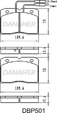 Danaher DBP501 - Brake Pad Set, disc brake car-mod.net