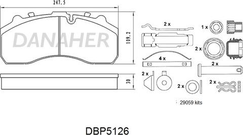 Danaher DBP5126 - Brake Pad Set, disc brake car-mod.net
