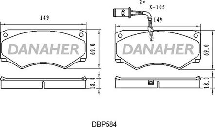 Danaher DBP584 - Brake Pad Set, disc brake car-mod.net