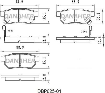 Danaher DBP625-01 - Brake Pad Set, disc brake car-mod.net
