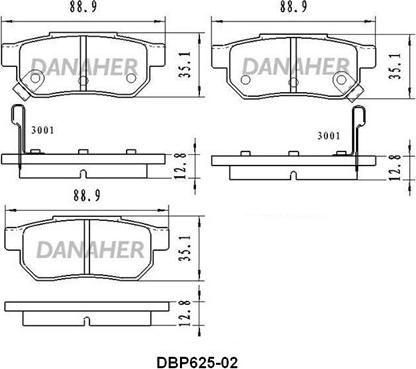 Danaher DBP625-02 - Brake Pad Set, disc brake car-mod.net