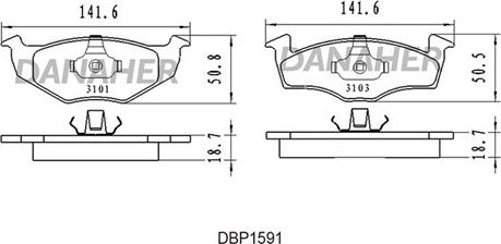 Danaher DBP1591 - Brake Pad Set, disc brake car-mod.net