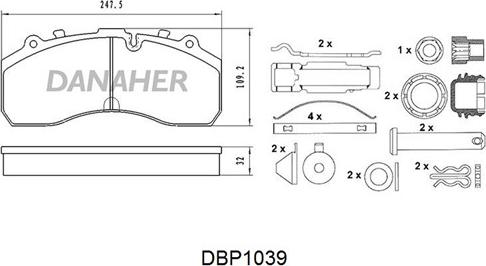 Danaher DBP1039 - Brake Pad Set, disc brake car-mod.net