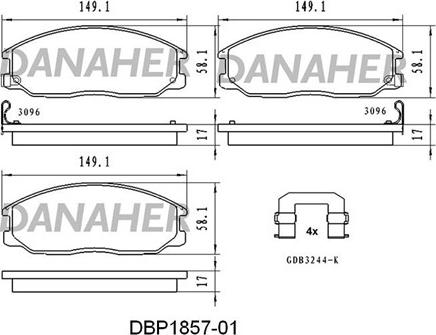 Danaher DBP1857-01 - Brake Pad Set, disc brake car-mod.net