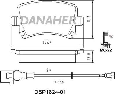 Danaher DBP1824-01 - Brake Pad Set, disc brake car-mod.net