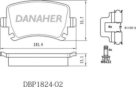 Danaher DBP1824-02 - Brake Pad Set, disc brake car-mod.net