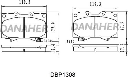 Danaher DBP1308 - Brake Pad Set, disc brake car-mod.net
