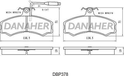 Danaher DBP378 - Brake Pad Set, disc brake car-mod.net