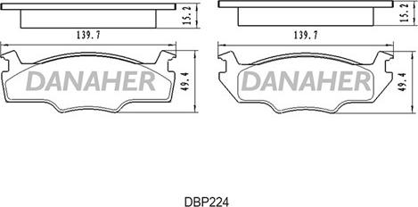 Danaher DBP224 - Brake Pad Set, disc brake car-mod.net
