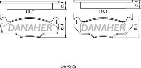 Danaher DBP225 - Brake Pad Set, disc brake car-mod.net