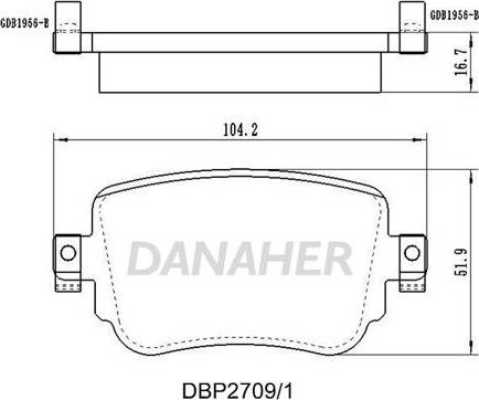 Danaher DBP2709/1 - Brake Pad Set, disc brake car-mod.net