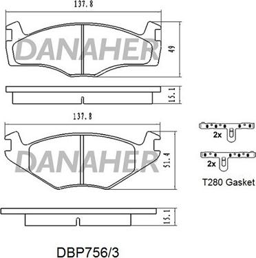 Danaher DBP756/3 - Brake Pad Set, disc brake car-mod.net