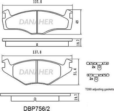 Danaher DBP756/2 - Brake Pad Set, disc brake car-mod.net
