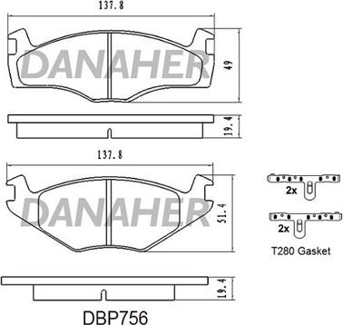 Danaher DBP756 - Brake Pad Set, disc brake car-mod.net