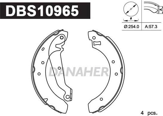 Danaher DBS10965 - Drum Brake Shoe Set car-mod.net