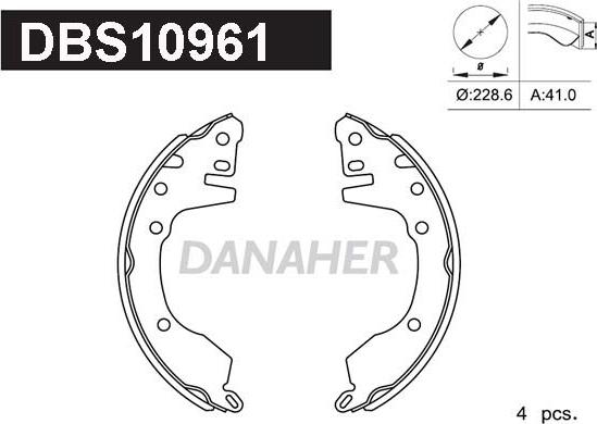 Danaher DBS10961 - Drum Brake Shoe Set car-mod.net