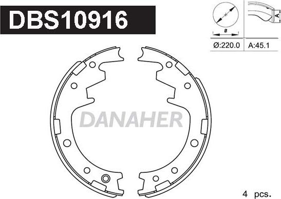 Danaher DBS10916 - Drum Brake Shoe Set car-mod.net