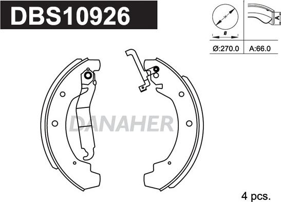 Danaher DBS10926 - Drum Brake Shoe Set car-mod.net