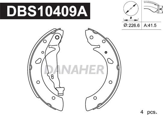 Danaher DBS10409A - Drum Brake Shoe Set car-mod.net