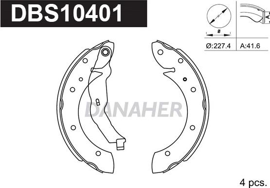 Danaher DBS10401 - Drum Brake Shoe Set car-mod.net