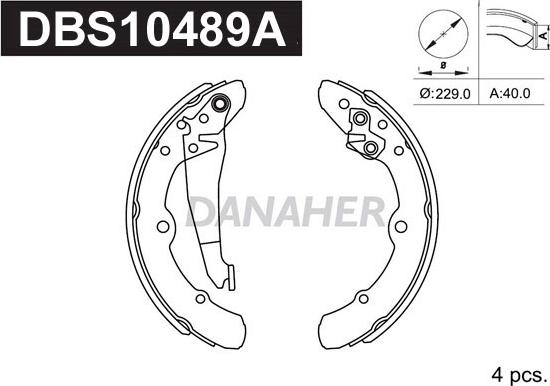 Danaher DBS10489A - Drum Brake Shoe Set car-mod.net
