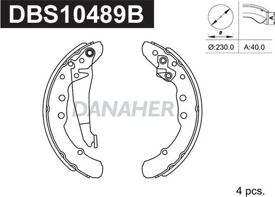 Danaher DBS10489B - Drum Brake Shoe Set car-mod.net