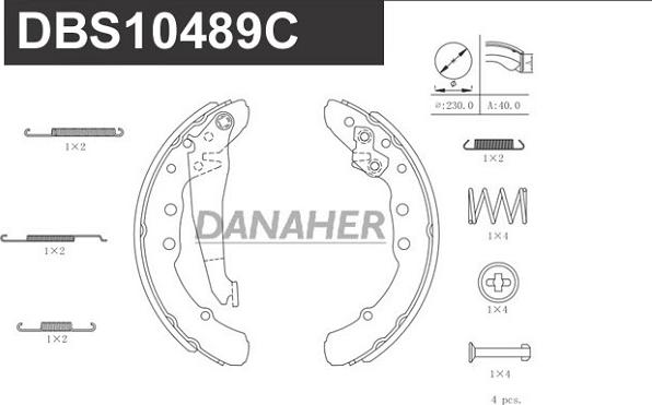 Danaher DBS10489C - Drum Brake Shoe Set car-mod.net