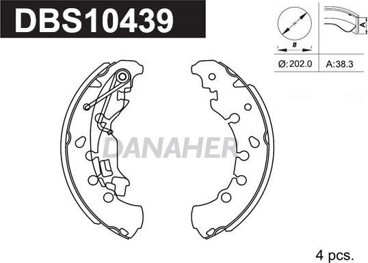 Danaher DBS10439 - Drum Brake Shoe Set car-mod.net
