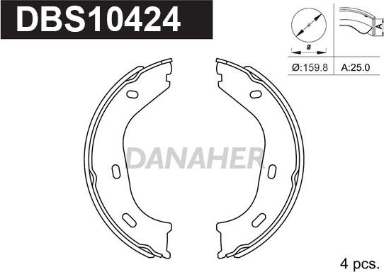 Danaher DBS10424 - Brake Shoe Set, parking brake car-mod.net