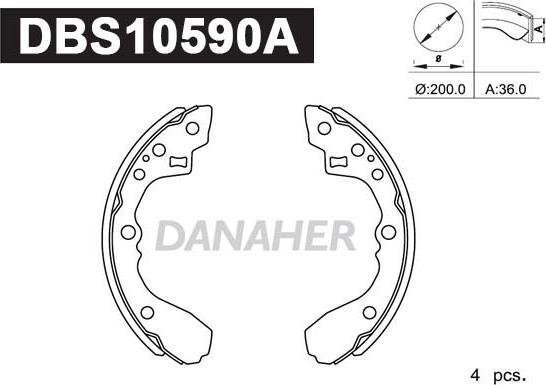 Danaher DBS10590A - Drum Brake Shoe Set car-mod.net