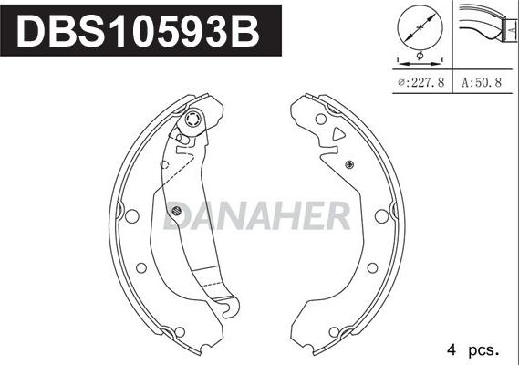 Danaher DBS10593B - Drum Brake Shoe Set car-mod.net