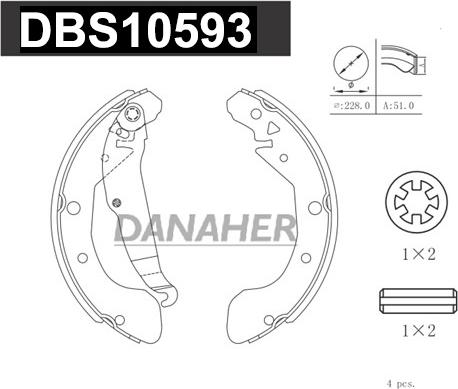 Danaher DBS10593 - Drum Brake Shoe Set car-mod.net
