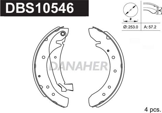 Danaher DBS10546 - Drum Brake Shoe Set car-mod.net