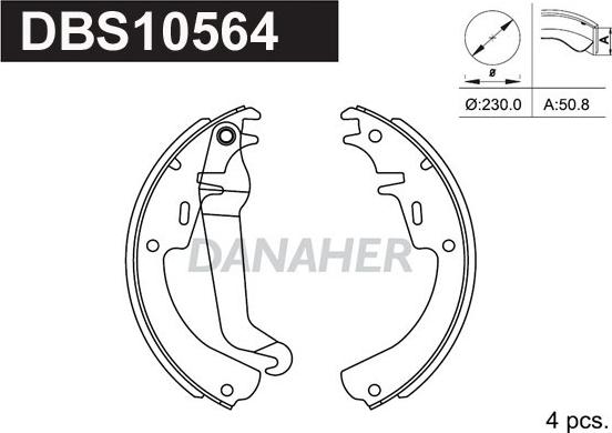 Danaher DBS10564 - Drum Brake Shoe Set car-mod.net