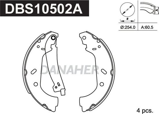 Danaher DBS10502A - Drum Brake Shoe Set car-mod.net