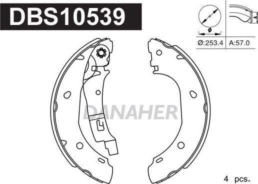 Danaher DBS10539 - Drum Brake Shoe Set car-mod.net