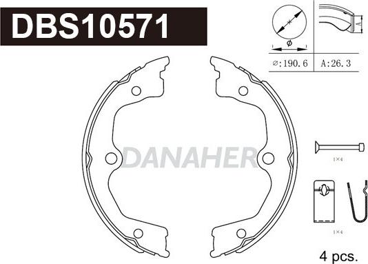 Danaher DBS10571 - Brake Shoe Set, parking brake car-mod.net