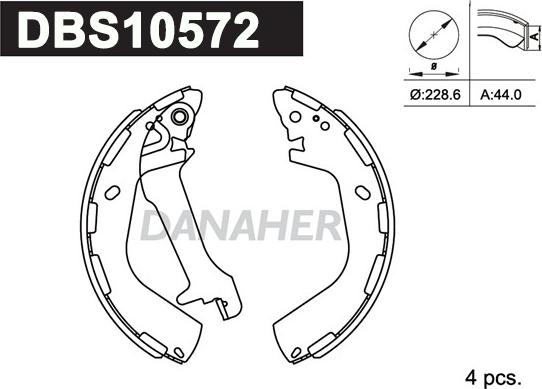 Danaher DBS10572 - Drum Brake Shoe Set car-mod.net