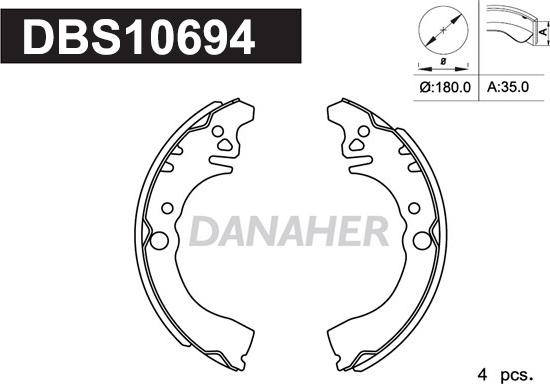 Danaher DBS10694 - Drum Brake Shoe Set car-mod.net