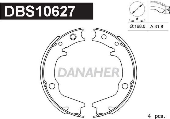 Danaher DBS10627 - Brake Shoe Set, parking brake car-mod.net