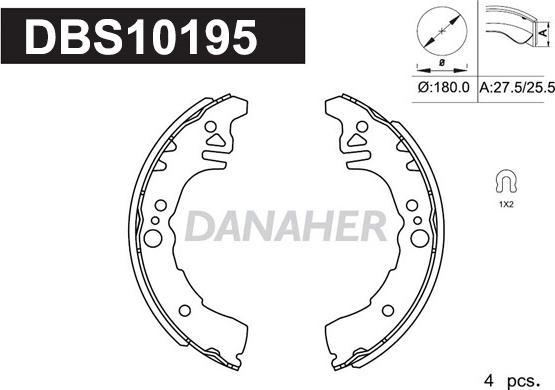 Danaher DBS10195 - Drum Brake Shoe Set car-mod.net