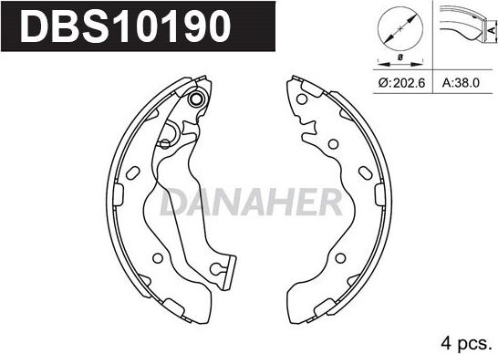Danaher DBS10190 - Drum Brake Shoe Set car-mod.net